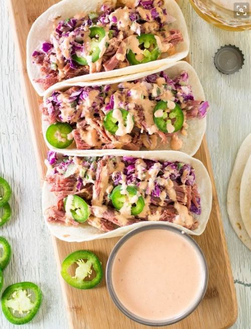 Corned Beef Tacos with Creamy Cabbage Slaw