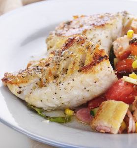 Seared Mahi Mahi Fillets with Vegetables and Sauce